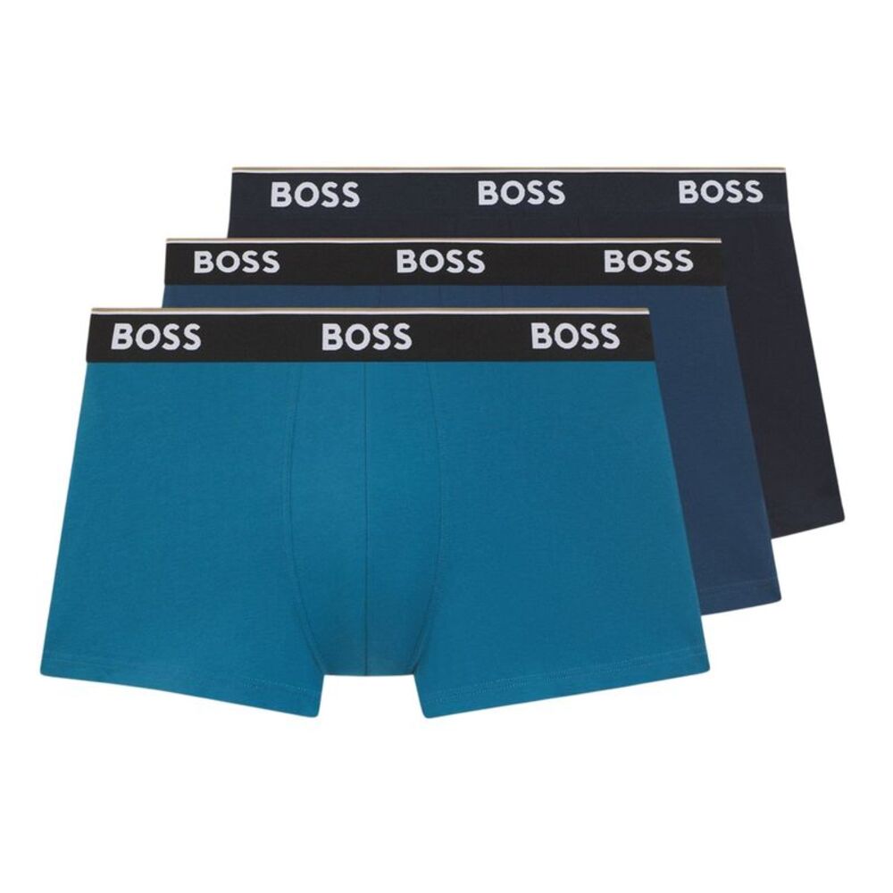 Boss Mens Logo Boxer Briefs (Pack of 3) / Blue/Teal/Navy